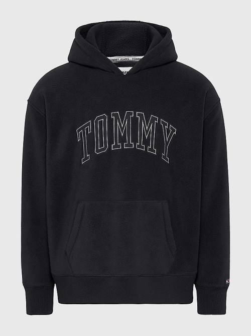 Tommy Hilfiger Polar Fleece Relaxed Fit Kapucnis Pulóver Férfi Fekete | TH846OQK