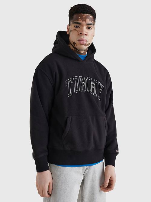 Tommy Hilfiger Polar Fleece Relaxed Fit Kapucnis Pulóver Férfi Fekete | TH846OQK