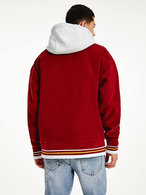 Tommy Hilfiger Polar Fleece V-Neck Kapucnis Pulóver Férfi Piros | TH457FHU