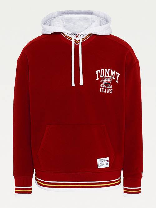 Tommy Hilfiger Polar Fleece V-Neck Kapucnis Pulóver Férfi Piros | TH457FHU