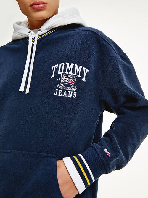 Tommy Hilfiger Polar Fleece V-Neck Kapucnis Pulóver Férfi Kék | TH963WGR