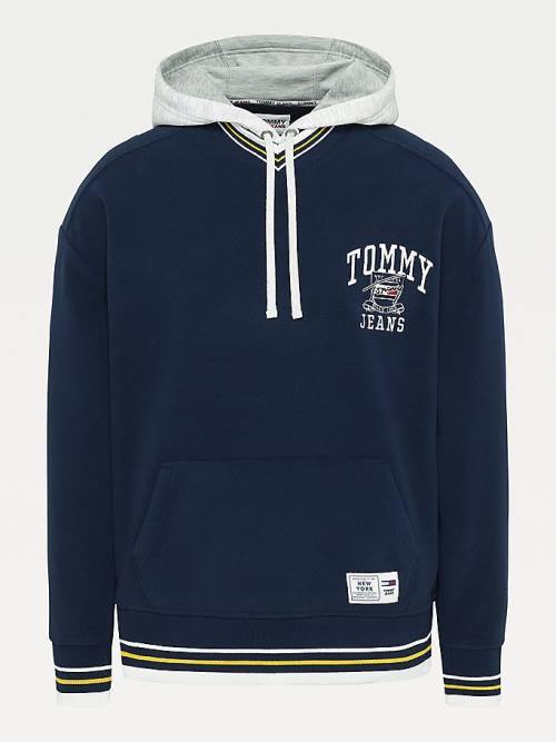 Tommy Hilfiger Polar Fleece V-Neck Kapucnis Pulóver Férfi Kék | TH963WGR