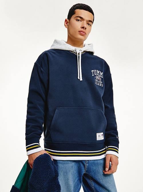 Tommy Hilfiger Polar Fleece V-Neck Kapucnis Pulóver Férfi Kék | TH963WGR