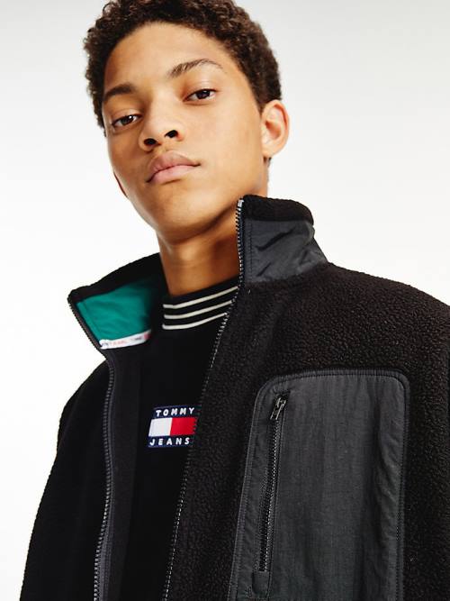 Tommy Hilfiger Polar Fleece Zip-Thru Pulóver Férfi Fekete | TH549YDM