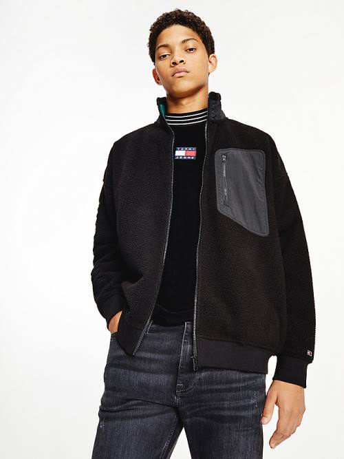 Tommy Hilfiger Polar Fleece Zip-Thru Pulóver Férfi Fekete | TH549YDM