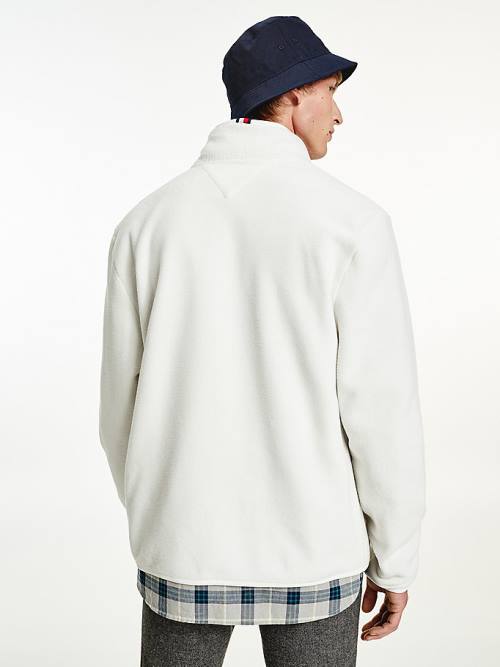 Tommy Hilfiger Polar Fleece Zip-Thru Sweatshirt Kapucnis Pulóver Férfi Fehér | TH109XGW