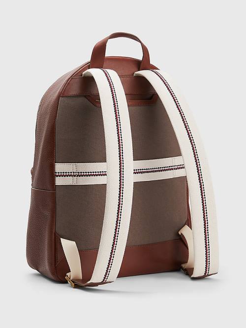 Tommy Hilfiger Premium Bőr Backpack Táska Férfi Barna | TH612VHI