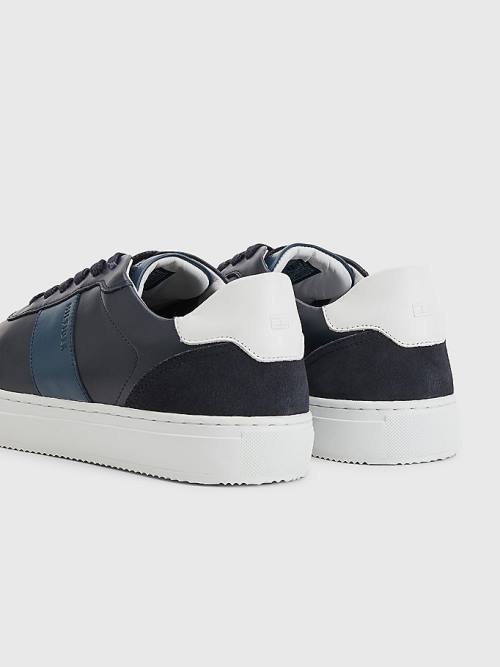 Tommy Hilfiger Premium Bőr Cupsole Tornacipő Férfi Kék | TH480BCZ