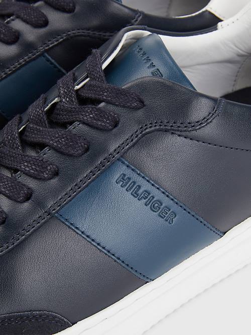 Tommy Hilfiger Premium Bőr Cupsole Tornacipő Férfi Kék | TH480BCZ