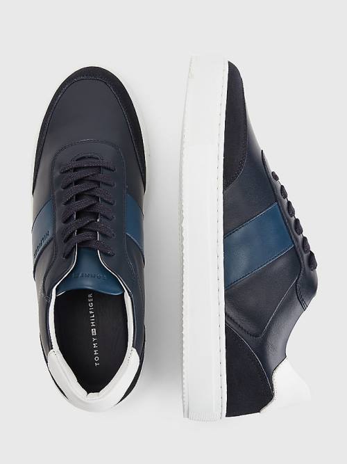 Tommy Hilfiger Premium Bőr Cupsole Tornacipő Férfi Kék | TH480BCZ