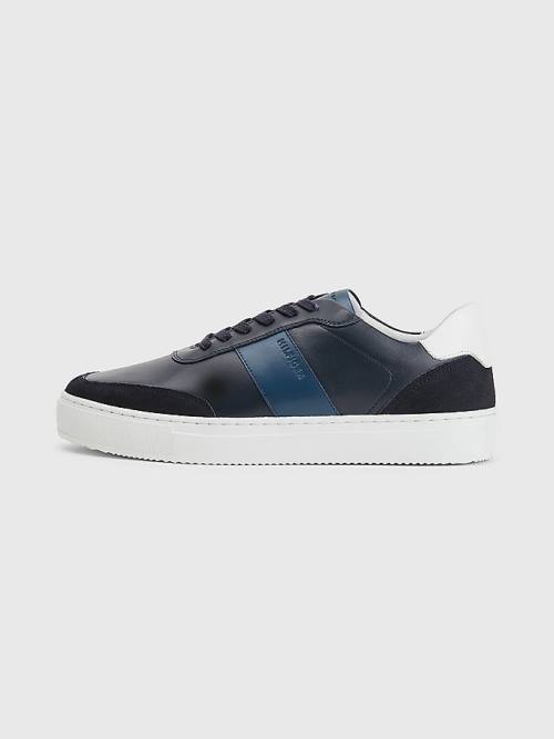 Tommy Hilfiger Premium Bőr Cupsole Tornacipő Férfi Kék | TH480BCZ