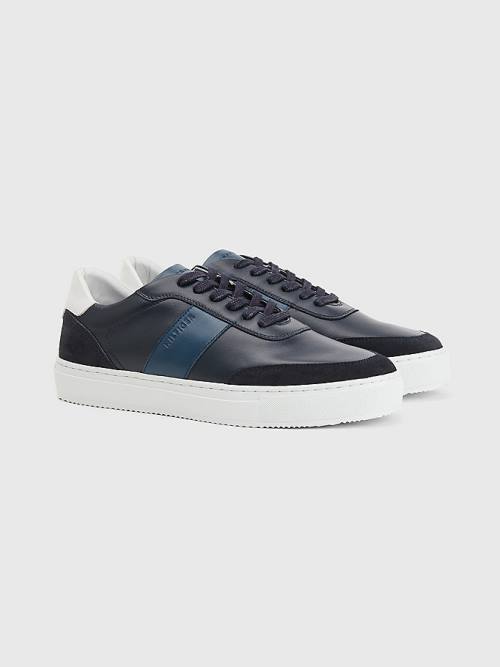 Tommy Hilfiger Premium Bőr Cupsole Tornacipő Férfi Kék | TH480BCZ