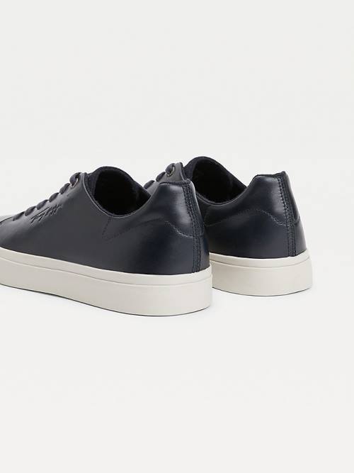 Tommy Hilfiger Premium Bőr Signature Vulcanised Tornacipő Férfi Kék | TH750PNC