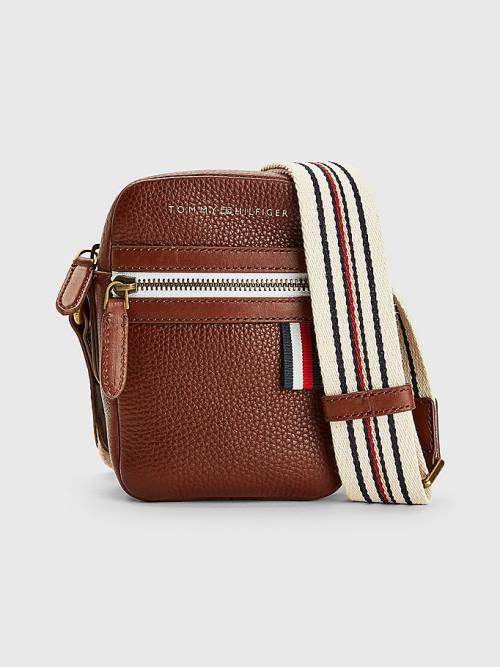 Tommy Hilfiger Premium Bőr Small Crossover Táska Férfi Barna | TH172ULD