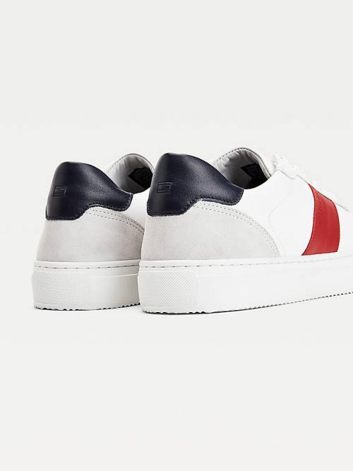 Tommy Hilfiger Premium Bőr Velúr Cupsole Tornacipő Férfi Fehér | TH345XJV