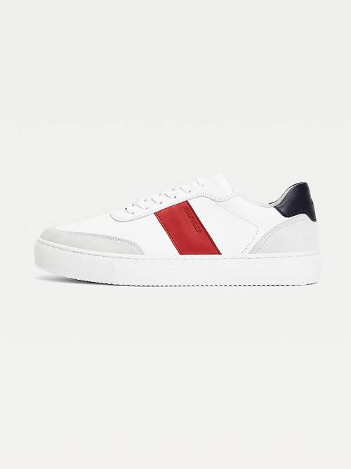 Tommy Hilfiger Premium Bőr Velúr Cupsole Tornacipő Férfi Fehér | TH345XJV