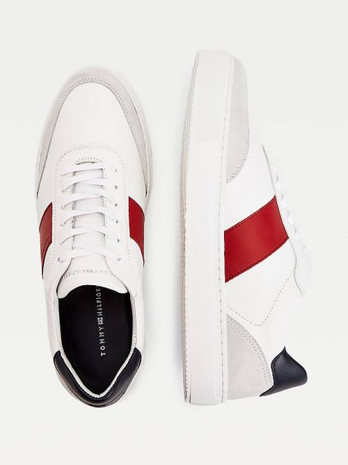 Tommy Hilfiger Premium Bőr Velúr Cupsole Tornacipő Férfi Fehér | TH345XJV