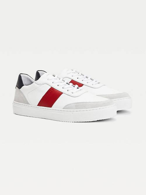 Tommy Hilfiger Premium Bőr Velúr Cupsole Tornacipő Férfi Fehér | TH345XJV