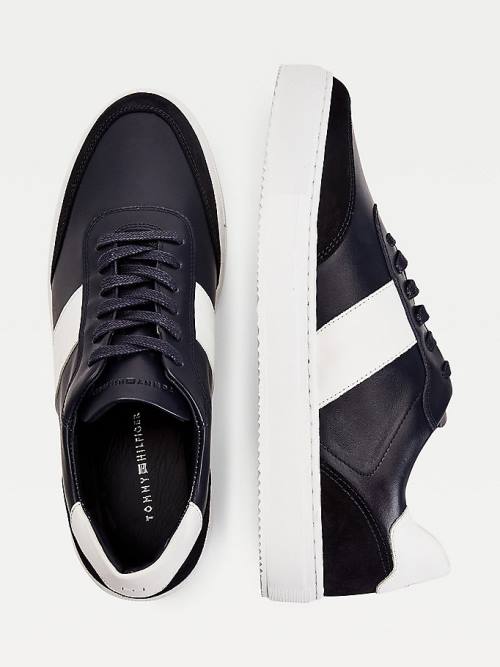 Tommy Hilfiger Premium Bőr Velúr Cupsole Tornacipő Férfi Kék | TH804AVC