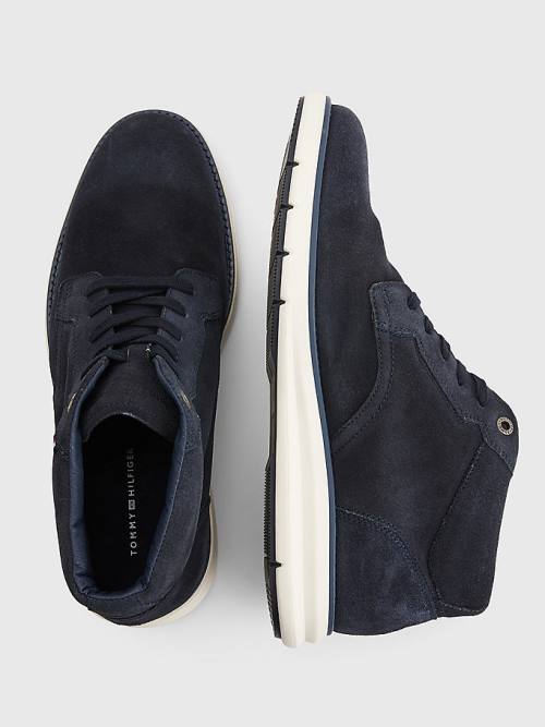 Tommy Hilfiger Premium Hybrid Velúr Chukka Alkalmi Cipő Férfi Kék | TH489OWY