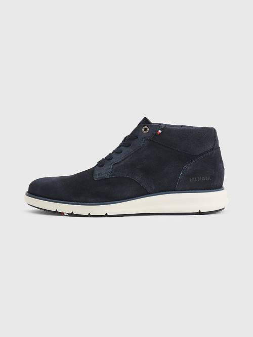 Tommy Hilfiger Premium Hybrid Velúr Chukka Alkalmi Cipő Férfi Kék | TH489OWY