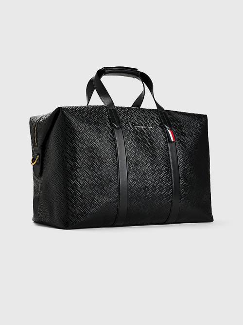 Tommy Hilfiger Premium Luxe Bőr Duffle Táska Férfi Fekete | TH168HNX