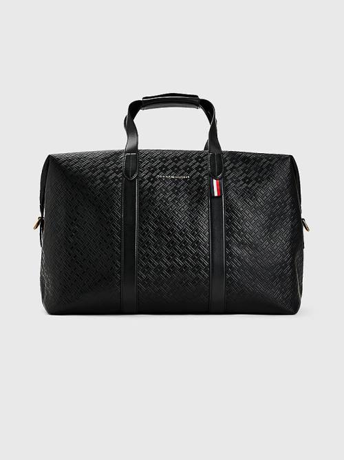 Tommy Hilfiger Premium Luxe Bőr Duffle Táska Férfi Fekete | TH168HNX