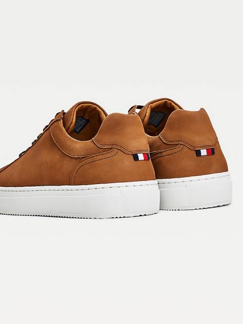 Tommy Hilfiger Premium Nubuck Bőr Cupsole Tornacipő Férfi Barna | TH253LQN