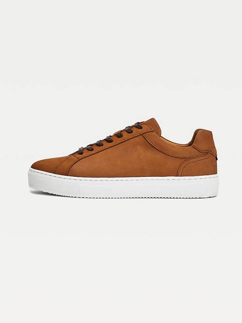 Tommy Hilfiger Premium Nubuck Bőr Cupsole Tornacipő Férfi Barna | TH253LQN