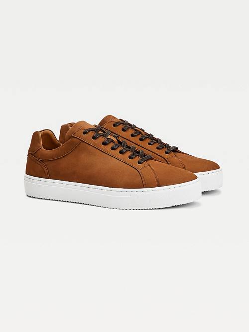 Tommy Hilfiger Premium Nubuck Bőr Cupsole Tornacipő Férfi Barna | TH253LQN