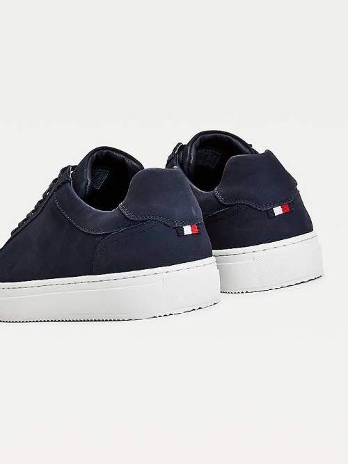 Tommy Hilfiger Premium Nubuck Bőr Cupsole Tornacipő Férfi Kék | TH654RXJ