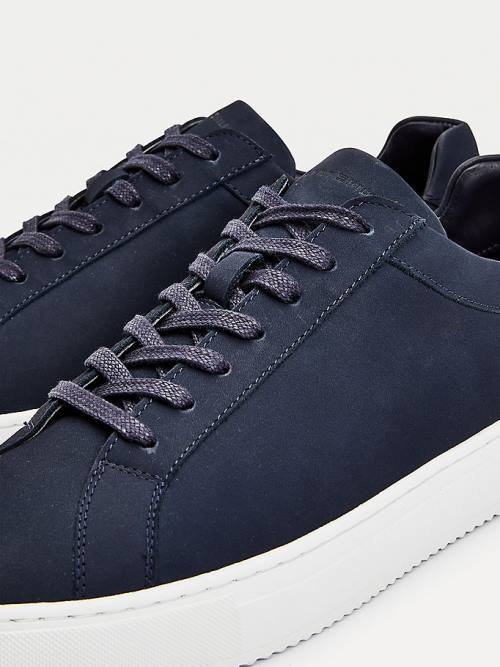 Tommy Hilfiger Premium Nubuck Bőr Cupsole Tornacipő Férfi Kék | TH654RXJ