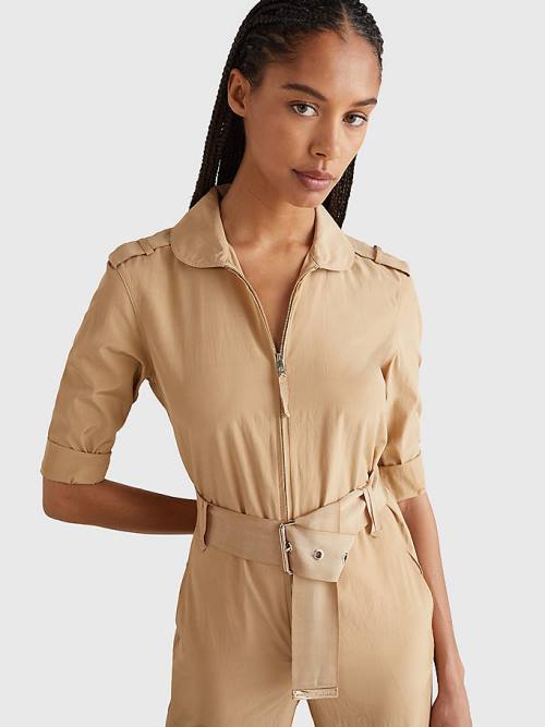 Tommy Hilfiger Prep Belted Jumpsuit Ruha Női Bézs | TH398SJX