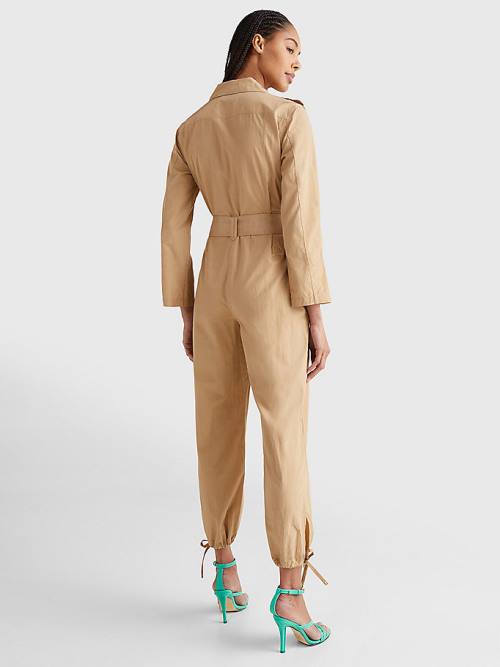 Tommy Hilfiger Prep Belted Jumpsuit Ruha Női Bézs | TH398SJX