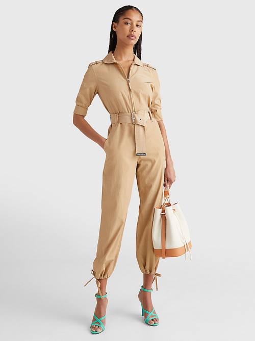 Tommy Hilfiger Prep Belted Jumpsuit Ruha Női Bézs | TH398SJX