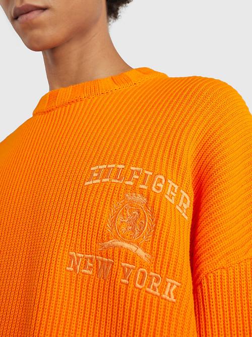 Tommy Hilfiger Prep Crest Rib-Knit Jumper Pulóverek Férfi Narancssárga | TH639OTU