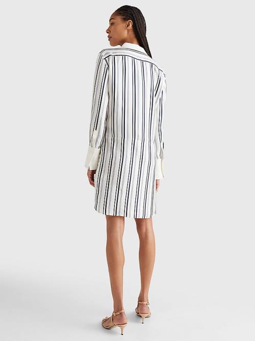 Tommy Hilfiger Prep Crest Silk Stripe Shirt Ruha Női Fehér | TH597EAU