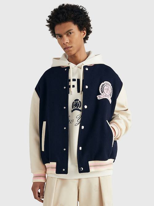 Tommy Hilfiger Prep Crest Varsity Kabát Férfi Kék | TH385DXT