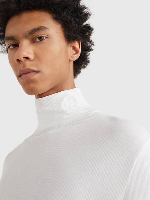 Tommy Hilfiger Prep Long Sleeve Crest Turtleneck Póló Férfi Fehér | TH981TJI