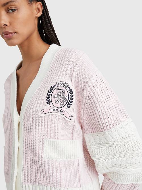 Tommy Hilfiger Prep Organic Pamut Crest Cardigan Pulóverek Női Rózsaszín | TH654AVG