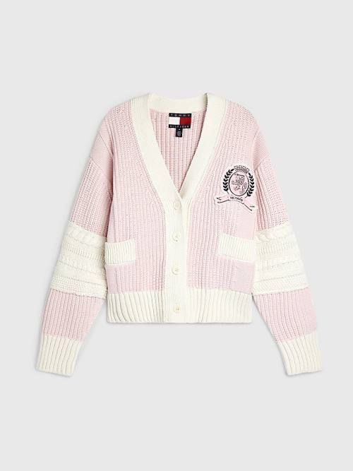 Tommy Hilfiger Prep Organic Pamut Crest Cardigan Pulóverek Női Rózsaszín | TH654AVG