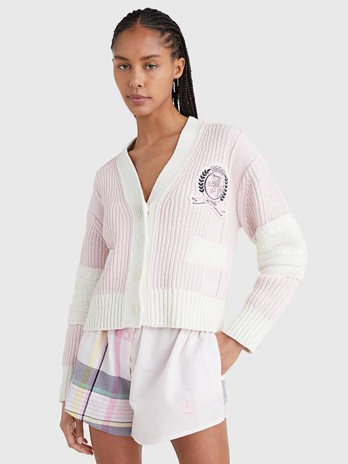 Tommy Hilfiger Prep Organic Pamut Crest Cardigan Pulóverek Női Rózsaszín | TH654AVG