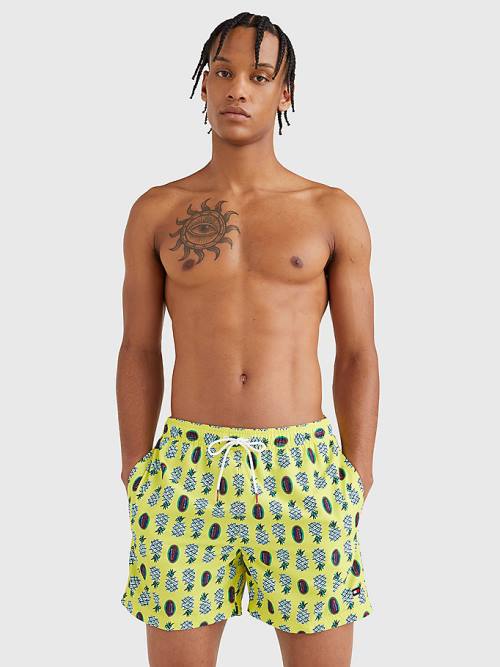 Tommy Hilfiger Print Drawstring Mid Length Shorts Fürdőruha Férfi Sárga | TH804JLG