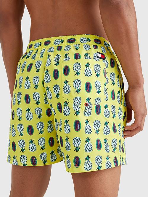 Tommy Hilfiger Print Drawstring Mid Length Shorts Fürdőruha Férfi Sárga | TH804JLG