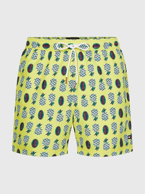 Tommy Hilfiger Print Drawstring Mid Length Shorts Fürdőruha Férfi Sárga | TH804JLG