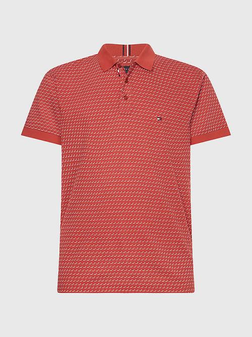 Tommy Hilfiger Print Regular Fit Póló Férfi Piros | TH203WOB