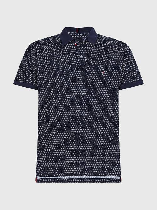 Tommy Hilfiger Print Regular Fit Póló Férfi Kék | TH862WPS