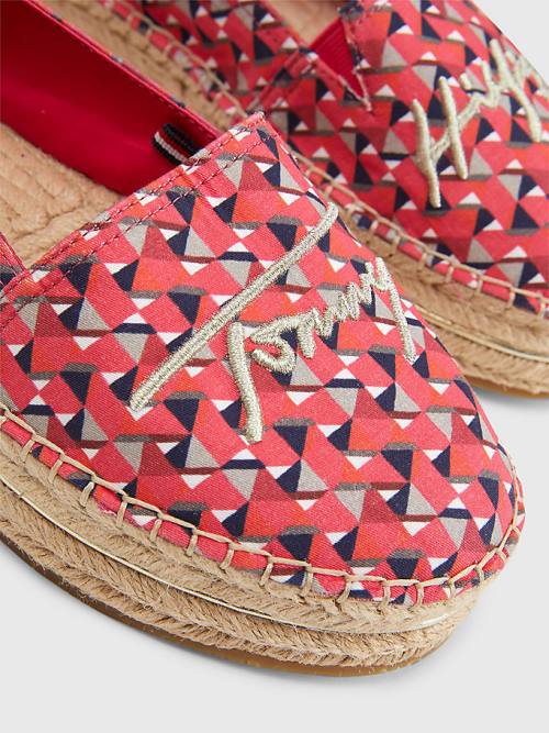 Tommy Hilfiger Printed Signature Logo Espadrilles Loafer Cipő Női Rózsaszín | TH491COV