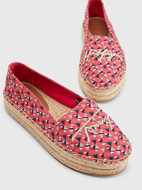 Tommy Hilfiger Printed Signature Logo Espadrilles Loafer Cipő Női Rózsaszín | TH491COV