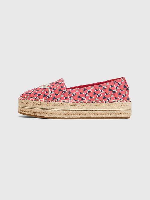 Tommy Hilfiger Printed Signature Logo Espadrilles Loafer Cipő Női Rózsaszín | TH491COV